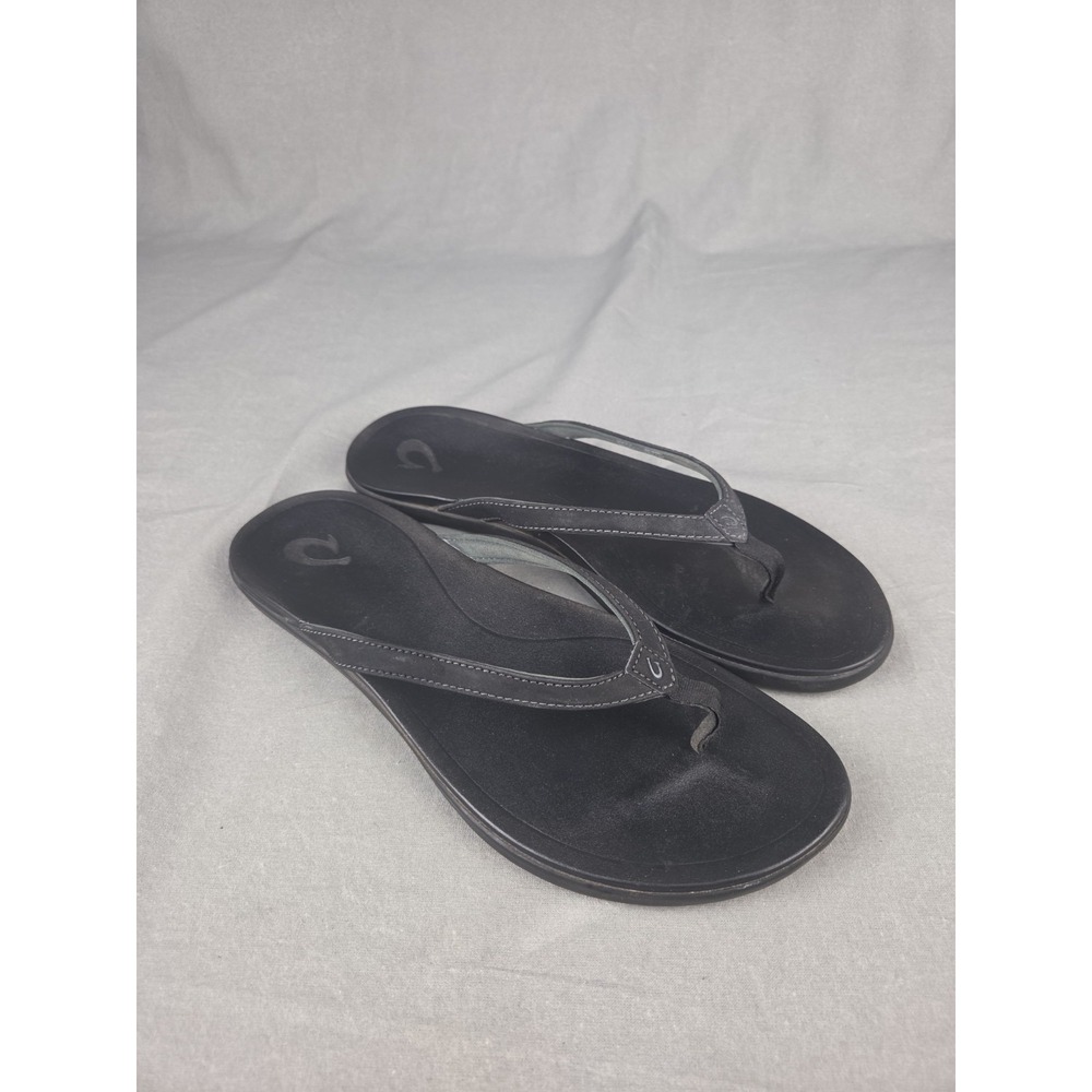 OluKai Kulapa Kai Sandals Women's Black Thong Flip Flops Size 11 US/41 EUR